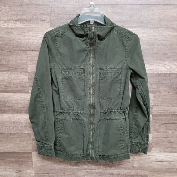 Gap Utility Cargo Military Jacket Olive Green Full Zip Lightweight Womens XS - Picture 2 of 16